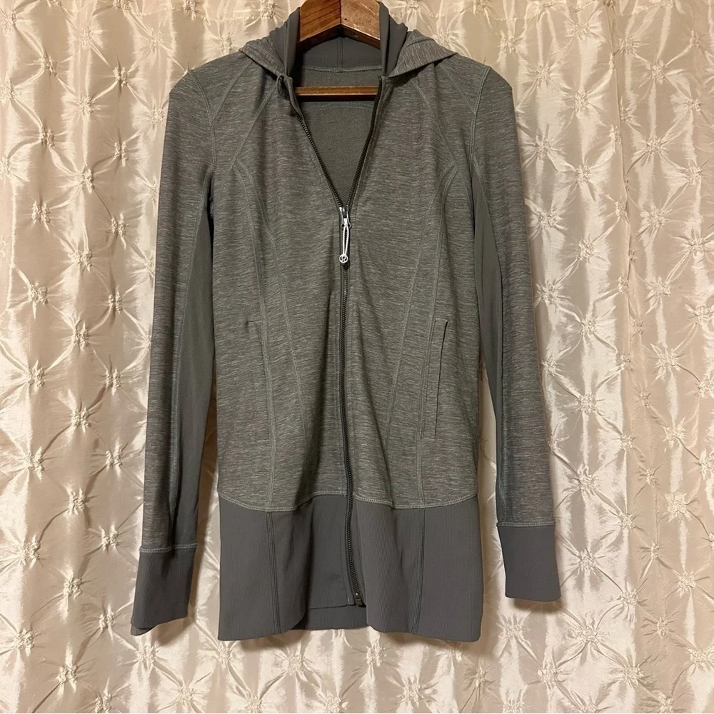 Lululemon Daily Practice Hooded Jacket Heathered Slate Gray Long Line